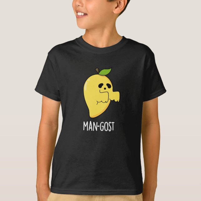 Man-gost Funny Halloween Mango Ghost Pun Mörk BG T Shirt (Framsida)