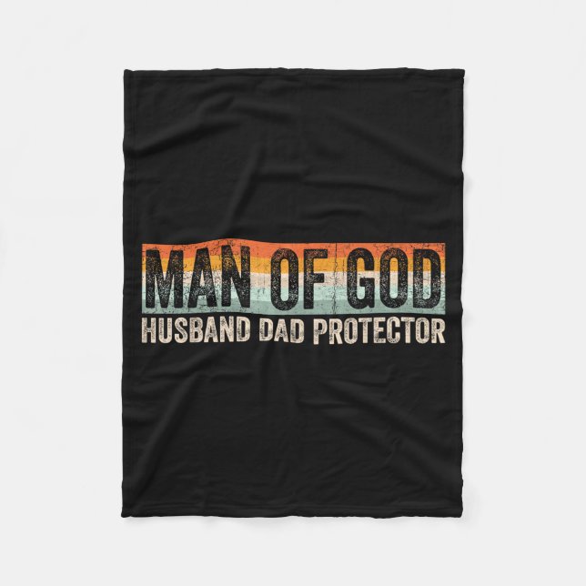 Man Gud Make Husbonde Pappa Beskyddare Design Fleecefilt (Framsidan)