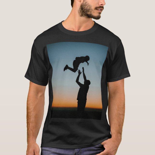 man halvaerm sleeve t shirt fadersdag design  (Framsida)