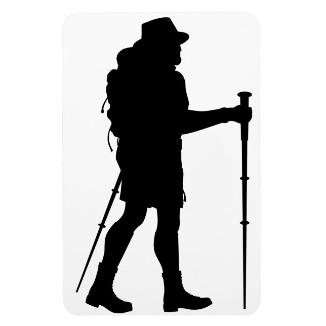 Man Hiking Silhouette Magnet (Vertikal)