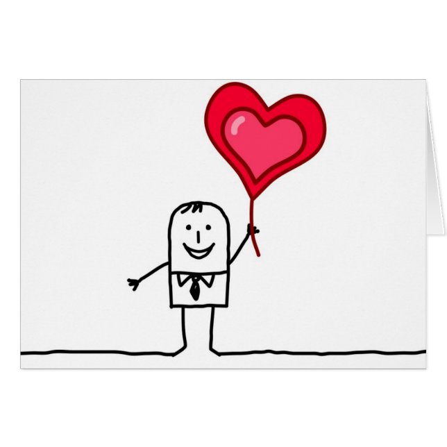 Man & hjärta hälsningskort (Framsidan Horizontal)