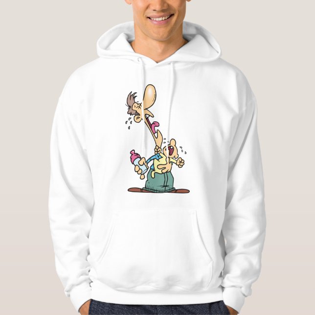 Man Holding A Gråtande Baby Manar Hoodie (Framsida)