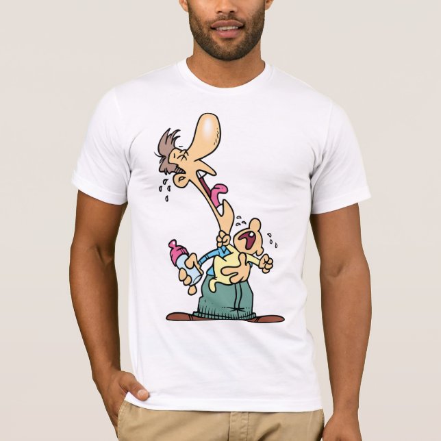 Man Holding A Gråtande Baby Manar T-Shirt (Framsida)