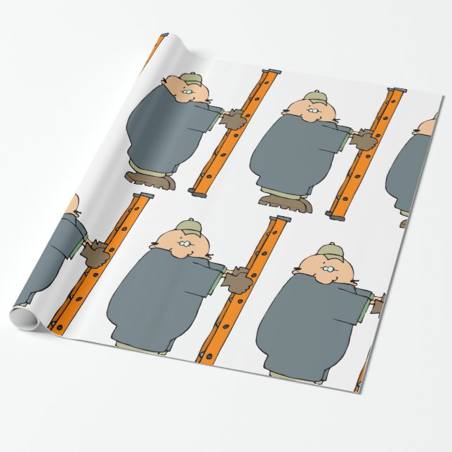 Man Holding A Ladder Presentpapper (Utrullad)