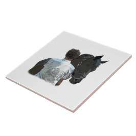 Man Holding Horse Light Ceramic Tile Kakelplatta