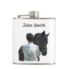 Man Holding Horse Light Drink Flask Fickplunta