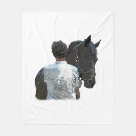 Man Holding Horse Light Fleece Blanket