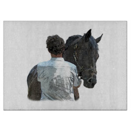 Man Holding Horse Light Glass CEG Board