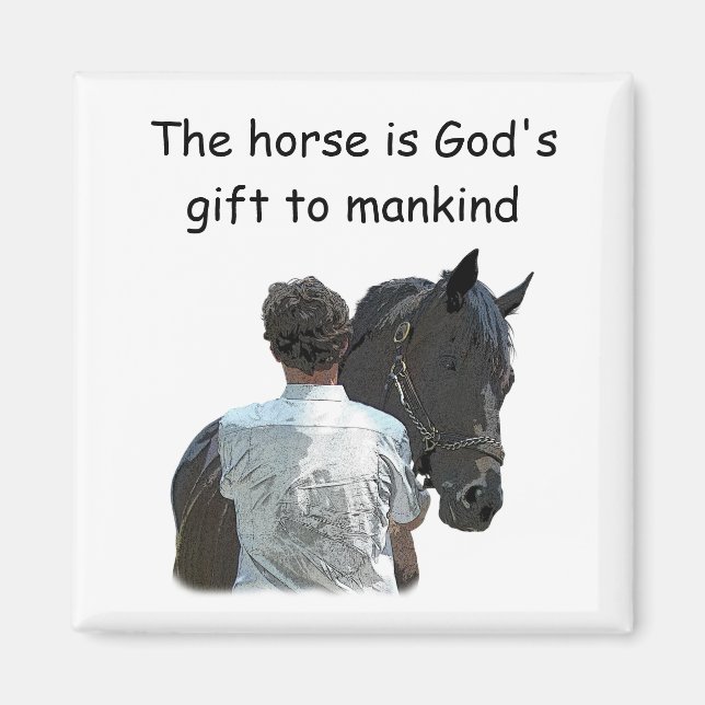 Man Holding Horse Light Magnet (Framsidan)