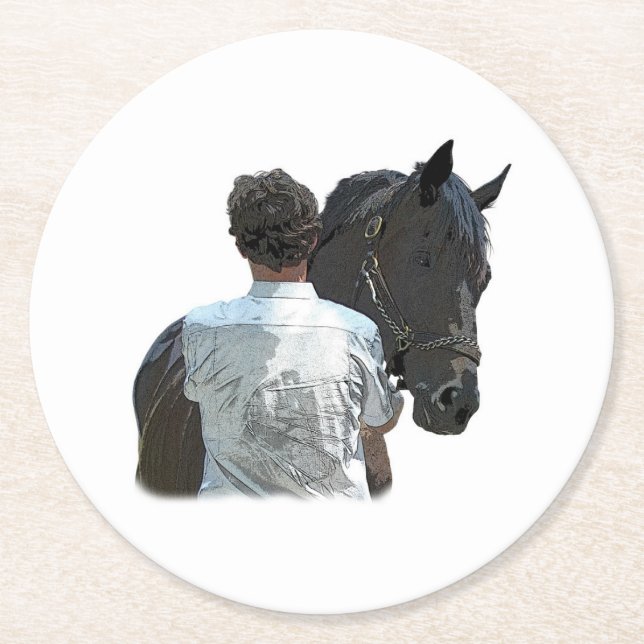 Man Holding Horse Light Papper Underlägg Rund (Framsidan)