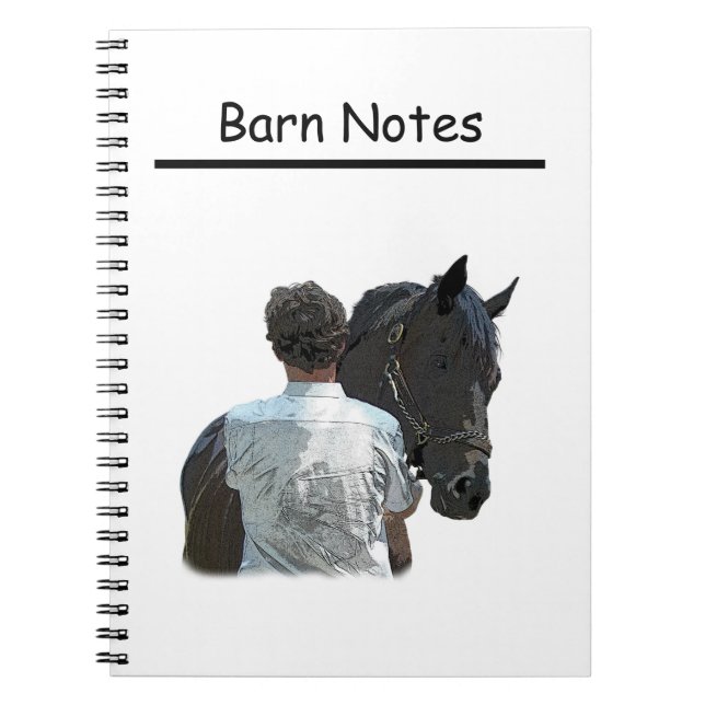 Man Holding Horse Light Spiral Notebook Anteckningsbok (Framsidan)