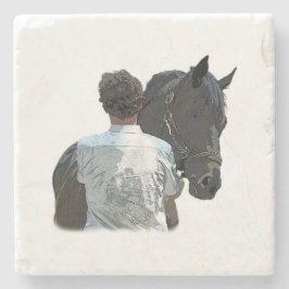 Man Holding Horse Light Stone Underlägg