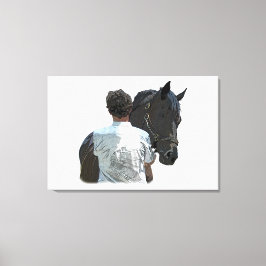 Man Holding Horse Light Stretched Kanvastryck