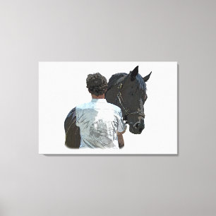 Man Holding Horse Light Stretched Kanvastryck