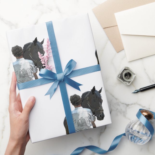 Man Holding Horse Light Wrapping Papper Presentpapper (Gifting)