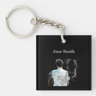 Man Holding Horse Mörk Acrylic Keychain