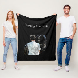 Man Holding Horse Mörk Fleece Blanket