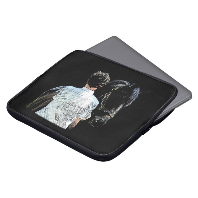 Man Holding Horse Mörk Laptop sleeve (Framsida topp)