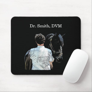 Man Holding Horse Mörk Mouse Pad Musmatta