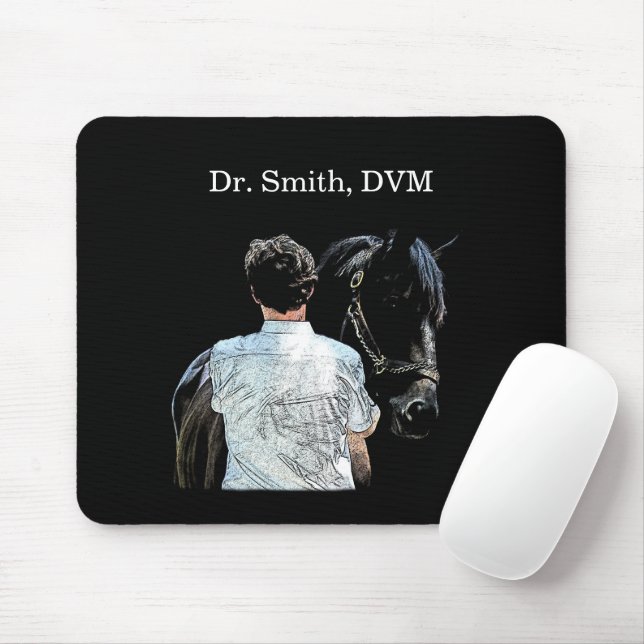 Man Holding Horse Mörk Mouse Pad Musmatta (Med mus)