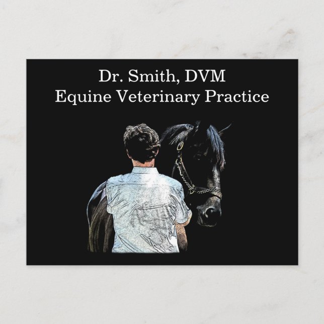Man Holding Horse Mörk Postcard Vykort (Framsida)