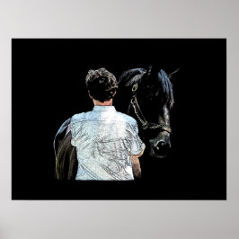 Man Holding Horse Mörk Poster