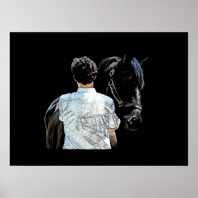 Man Holding Horse Mörk Poster (Framsidan)