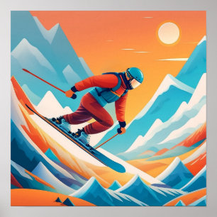 Man hoppar över ett berg - Art Print Poster