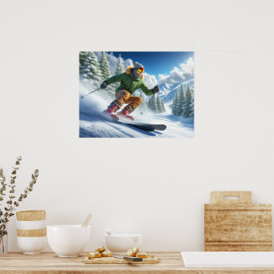 Man hoppar på en Slope-Poster Poster