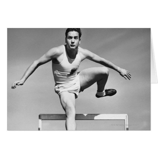 Man Hurdling Hälsningskort (Framsidan Horizontal)