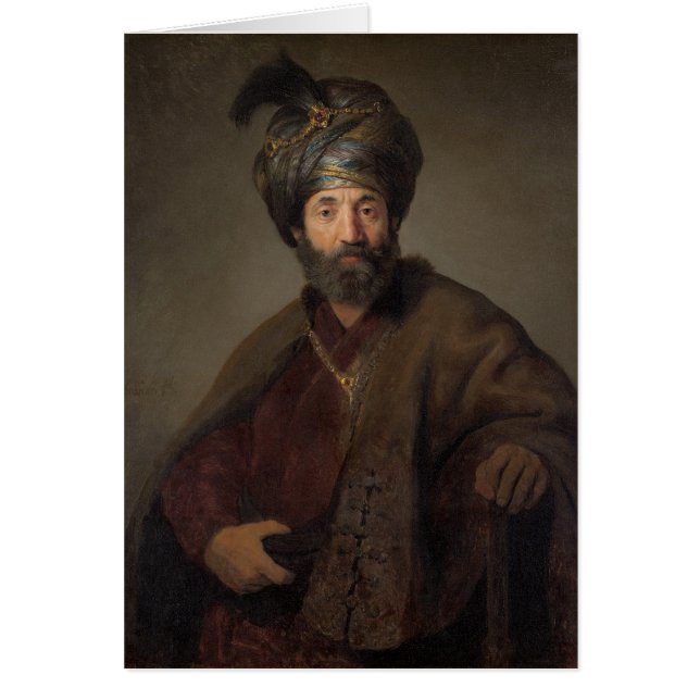 Man i den orientaliska dräkten, c.1635 (olja på hälsningskort (Framsidan)