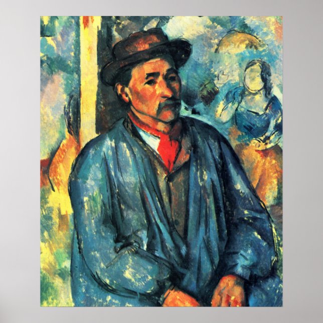 Man i en blå rökare - Paul Cezanne - c1896 Poster (Framsidan)