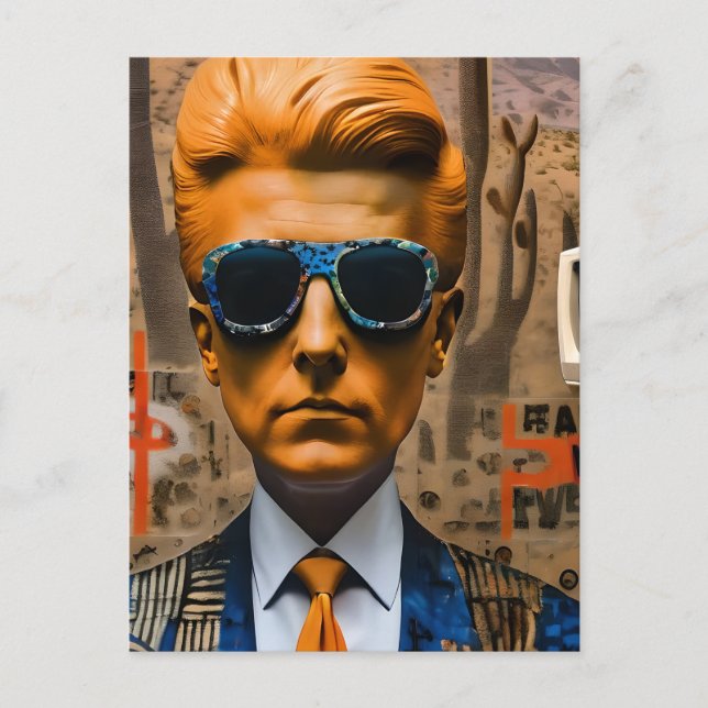 Man i ett förfallande samhälle vykort (Framsida)