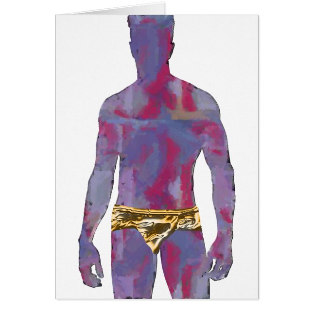 Man i Guld Underwear Hälsningskort (Framsidan)