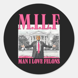 Man I Kärlek Felons Donald Trump Rosa Funny 2024 E Runt Klistermärke