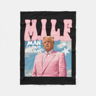 Man I Kärlek Felons Funny Trump Rosa 2024 för pres Fleecefilt