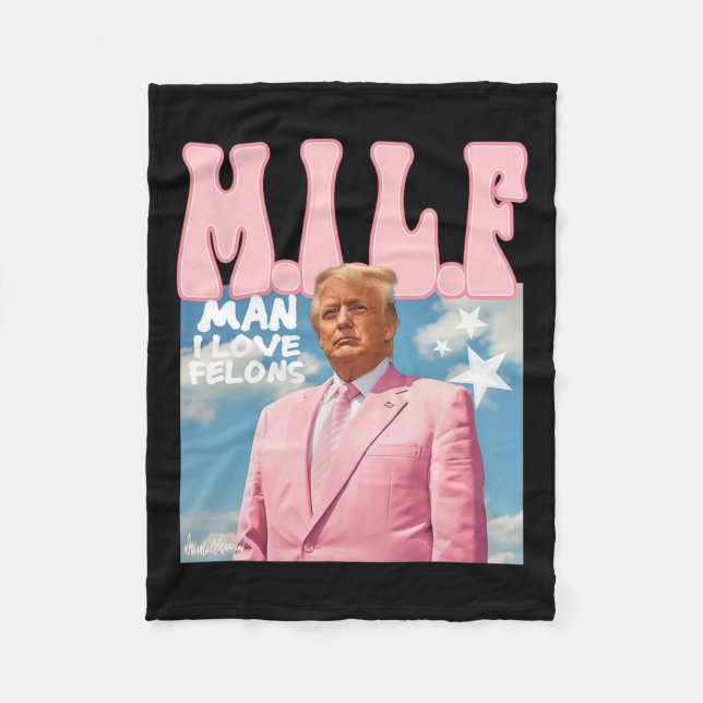Man I Kärlek Felons Funny Trump Rosa 2024 för pres Fleecefilt (Framsidan)