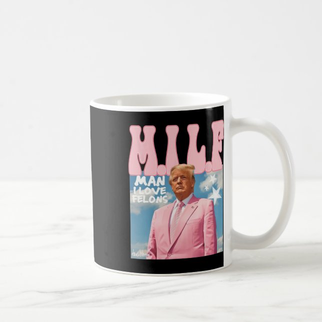 Man I Kärlek Felons Funny Trump Rosa 2024 för pres Kaffemugg (Höger)