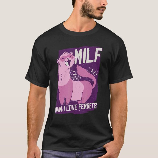 Man I Kärlek Ferrets Weasel Ferret T Shirt (Framsida)