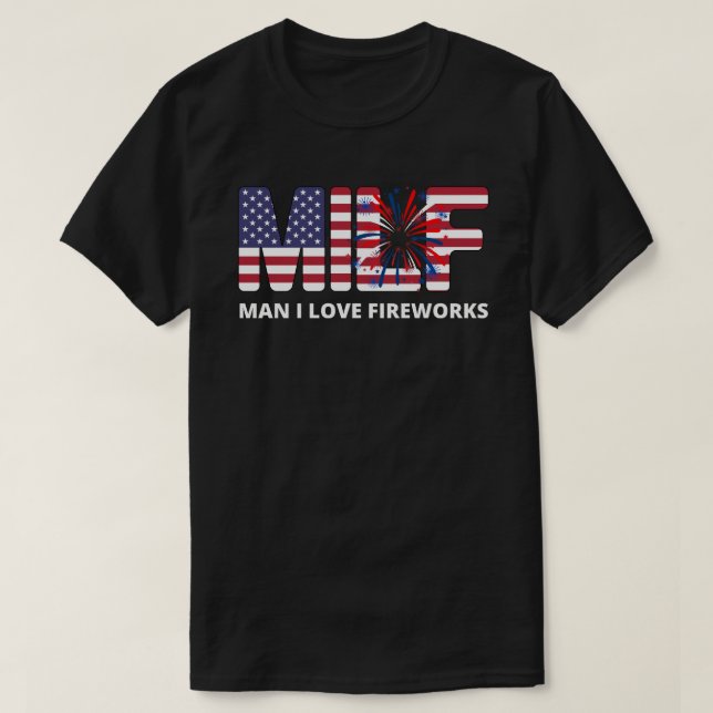 Man I Kärlek Fireworks MILF T Shirt (Design framsida)