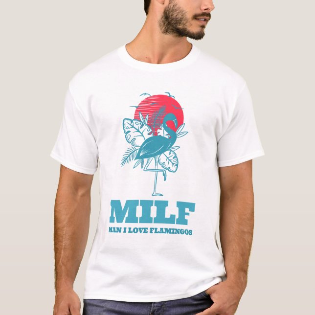 Man I Kärlek Flamingos T Shirt (Framsida)