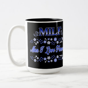 Man I Kärlek Flowers Blue Text Två-Tonad Mugg