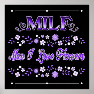 Man I Kärlek Flowers Lila Text Poster