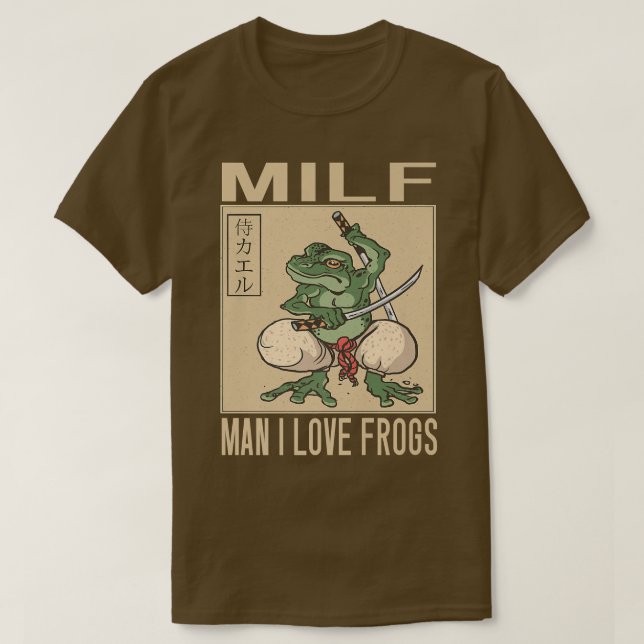 Man I Kärlek Frogs MILF Man Funny Samurai Frog  T Shirt (Design framsida)
