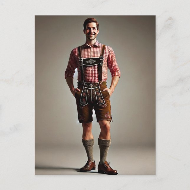 Man i Lederhosen Vykort (Framsida)