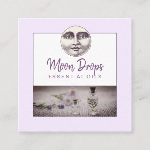 Män i Måne Essential Oils AromaTherapy Beauty Fyrkantigt Visitkort