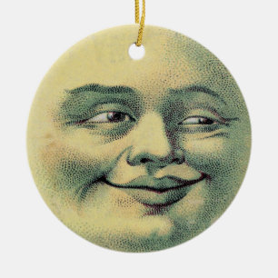 Man i måneprydnaden julgransprydnad keramik