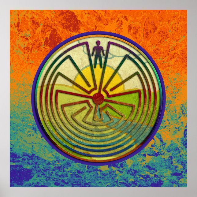 MAN I MAZE-landskapet + din bakgrund Poster (Framsidan)