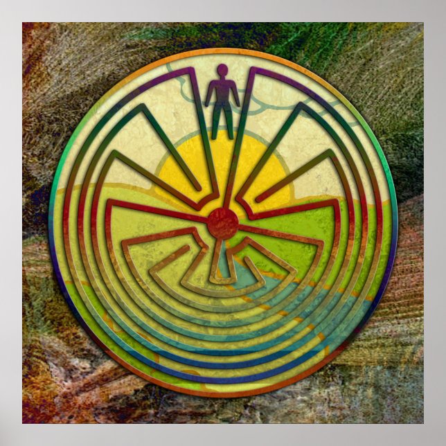 MAN I MAZE-landskapet + din bakgrund Poster (Framsidan)