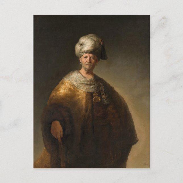 Man i Oriental Costume, av Rembrandt van Rijn Vykort (Framsida)